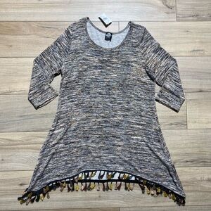 Cal Style Womens Marled Tassel Tunic Size Large Browns Made In‎ USA